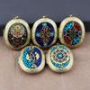 Brass Locket Pendant Photo Box Pendant Nepalese Ethnic Style Handmade Inlay Pendant Exquisite Oval Pendant Necklace Accessories