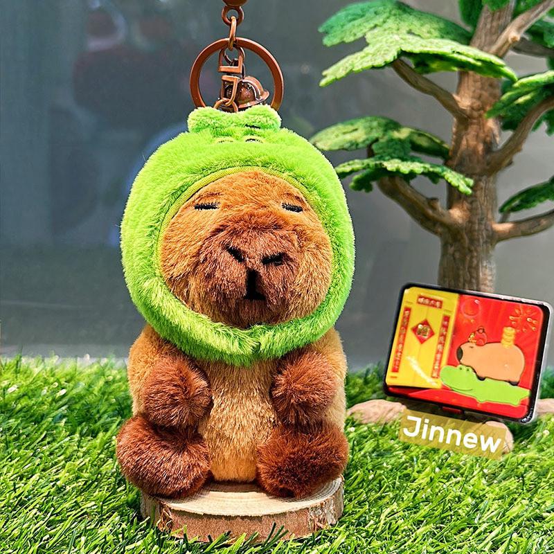 Back Hamburger Capybara Crow Cartoon Design Plush Keychain For Car Key Gift Fob