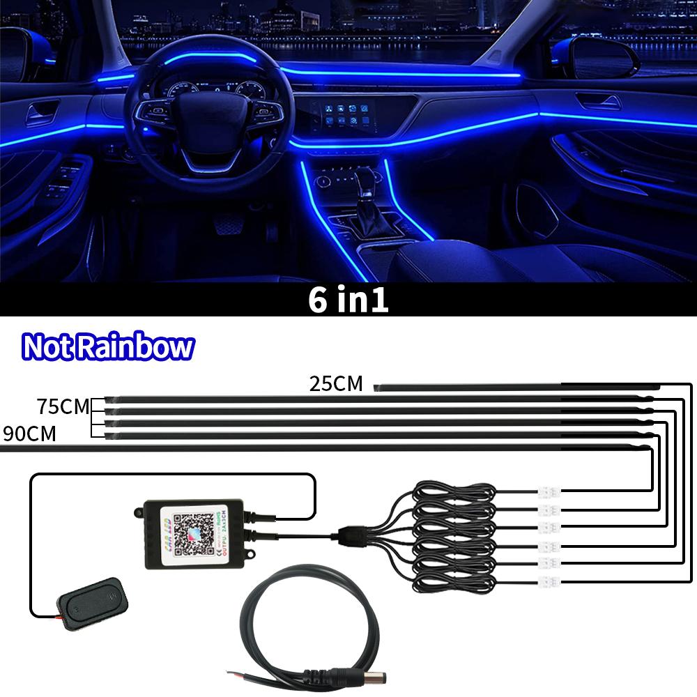 Universal Symphony Car Interior Ambient Lights Music APP Control Auto RGB Streamer Atmosphere Lamp Kit Hidden Acrylic Strip