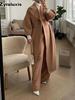 Autumn Newest Vintage Palace Style Lantern Sleeve Wide Neck Wool Coat Long Dress