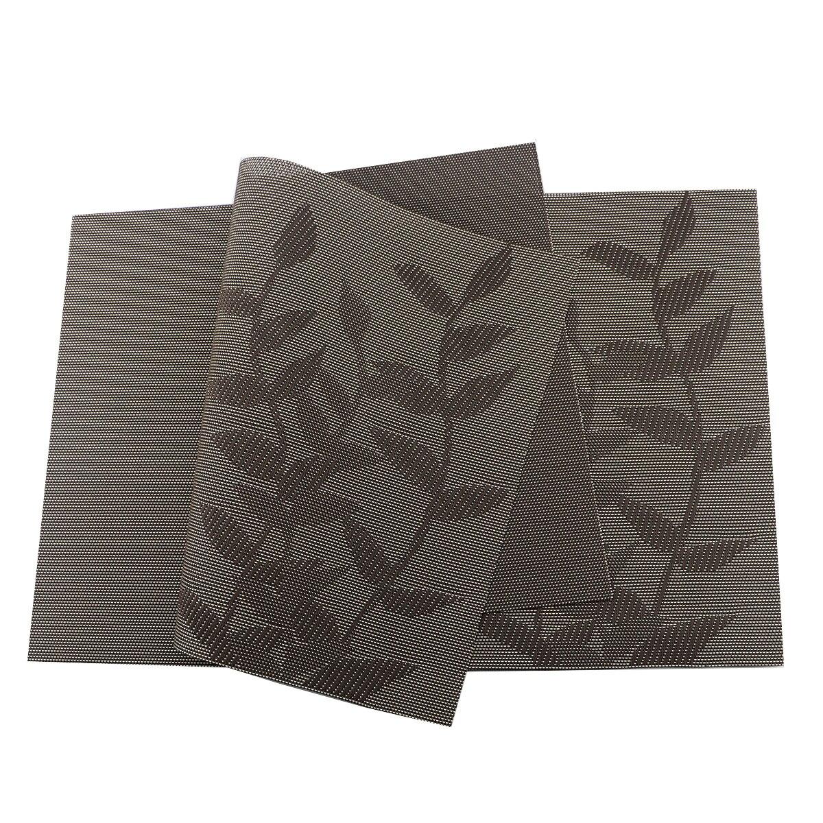 6 шт. ПВХ коврики для стола Нескользящие водонепроницаемые салфетки лист цветок дерево — фото 11