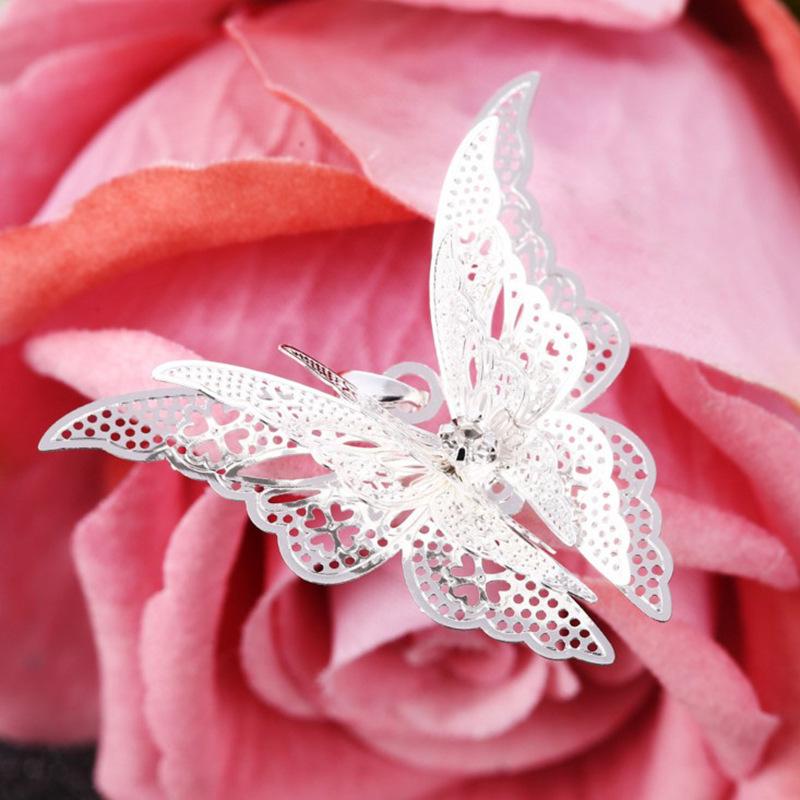 925 Silver Multi-Layer Butterfly Filigree Pendant Necklace - Unisex Jewelry