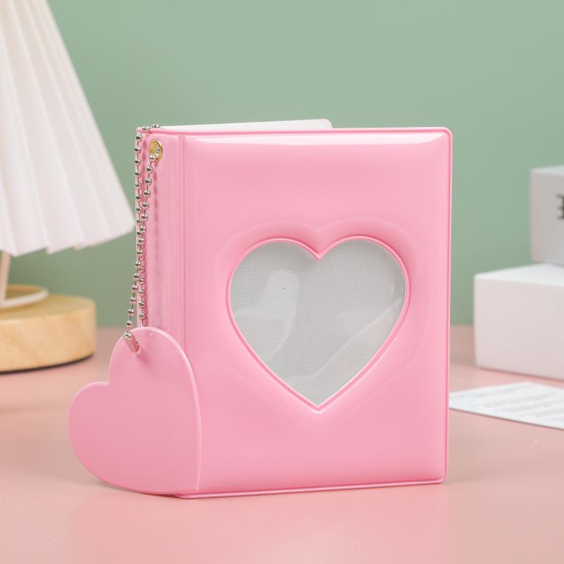 Heart Shaped Hollow Mirror Plate 3-inch Single Grid Polaroid Photo Album Idol Album Small Card Storage Album