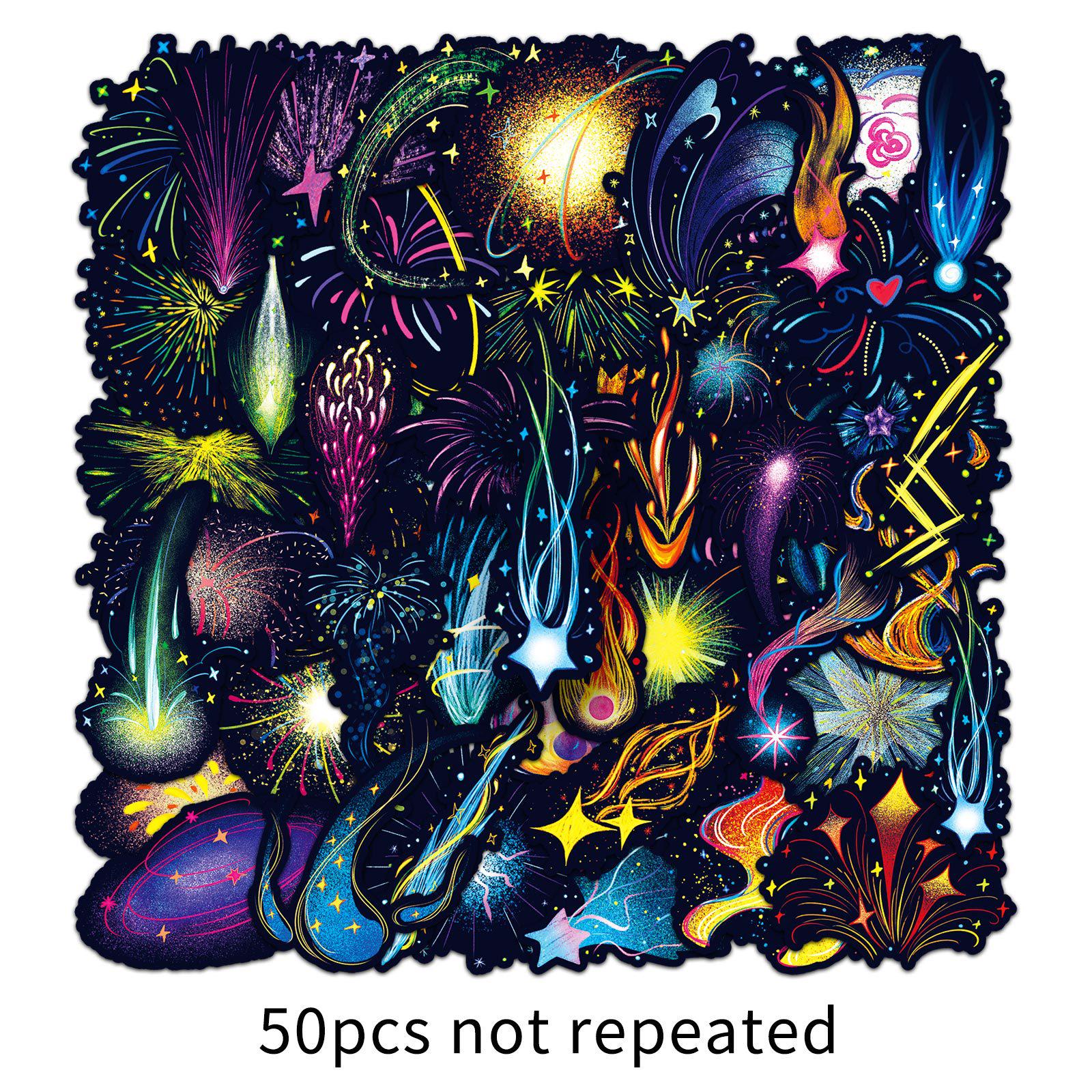 50 Colorful Fireworks Graffiti Cartoon Stickers: Creative, Original, Waterproof Decorative Journal Stickers