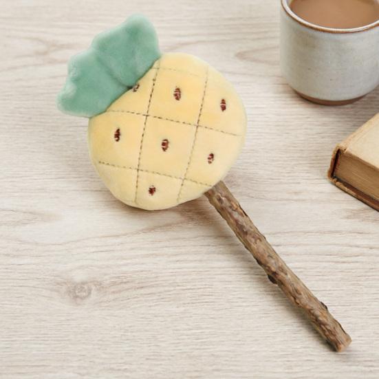 Natürlicher Katzenkau-Stab Silberrebe Kätzchen Zahnungsspielzeug Plüsch-Fruchtform Katzenminze-Spielzeug für Stubentiger Angstlinderung Zahngesundheit