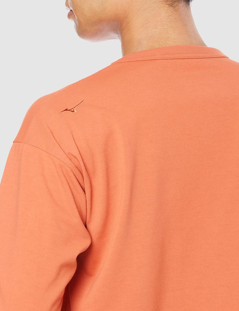 Mizuno Outdoor Travel Walking Wear Long Sleeve Last XL & (Go to) T-Shirt, Thick, Moisture-Wicking, Quick-Drying, B2MA0001, Orange,