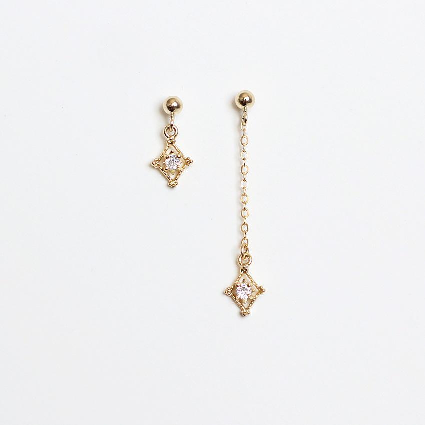 Xin Zhe Mei S925 Gold-Plated Sterling Silver Asymmetrical Rhombus Stud Earrings