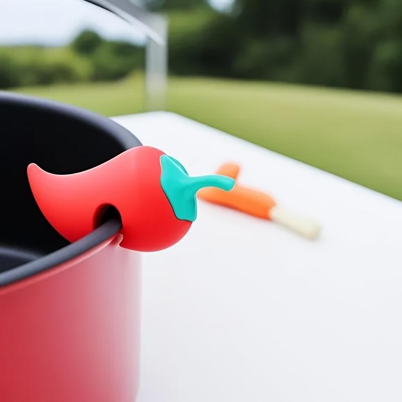 1pc Silicone Pot Lid Holder Anti-spill Rack Heat-resistant Anti-Overflow Stoppers Pot Cover Lifter Holder Durable Outdoor Kitchen Gadgets