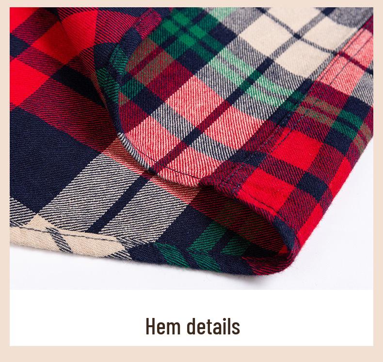 Men's Plus Size Pure Cotton Brushed Plaid Long Sleeve Shirt - Business Casual & Breathable