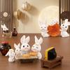 White Rabbit Mini Ornaments Mooncake Mid-Autumn Festival Desk Figurines  Festival Decor