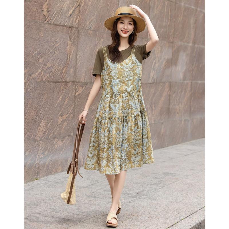 Women's Spliced Tiered T-Shirt Dress