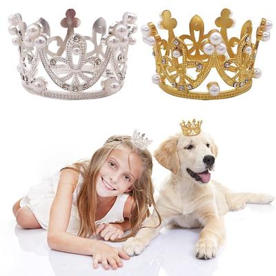 Pet Party Pet Crown Adjustable Cord Pet Hats Fashion Sparkling Tiara  Cat Costume