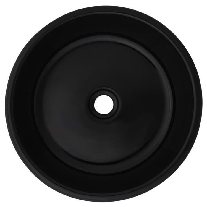 VidaXL Lavabo rond Céramique Noir 42 x 12 cm