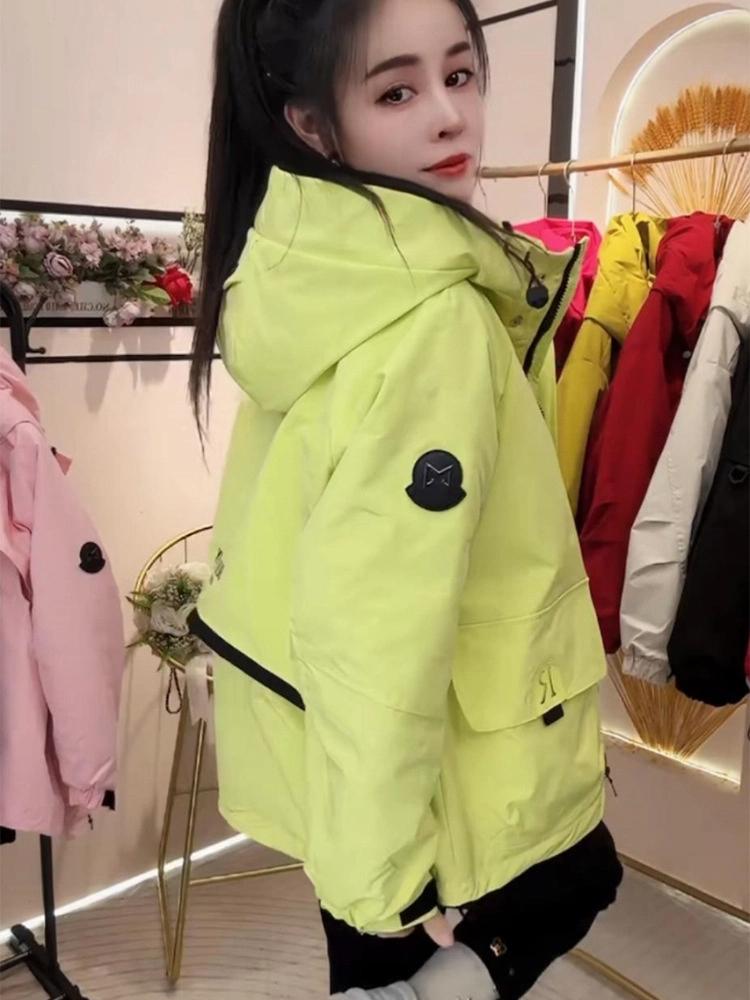 Women’s Short Hooded Windproof Jacket With Big Pockets Workwear Coat