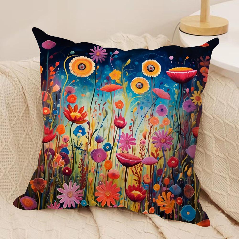 Midsummer Nights Flowers Cushion Cover Silky Short Plush DoubleSided Printed Pillow Case for Sofa All Seasons Home Decor Gift