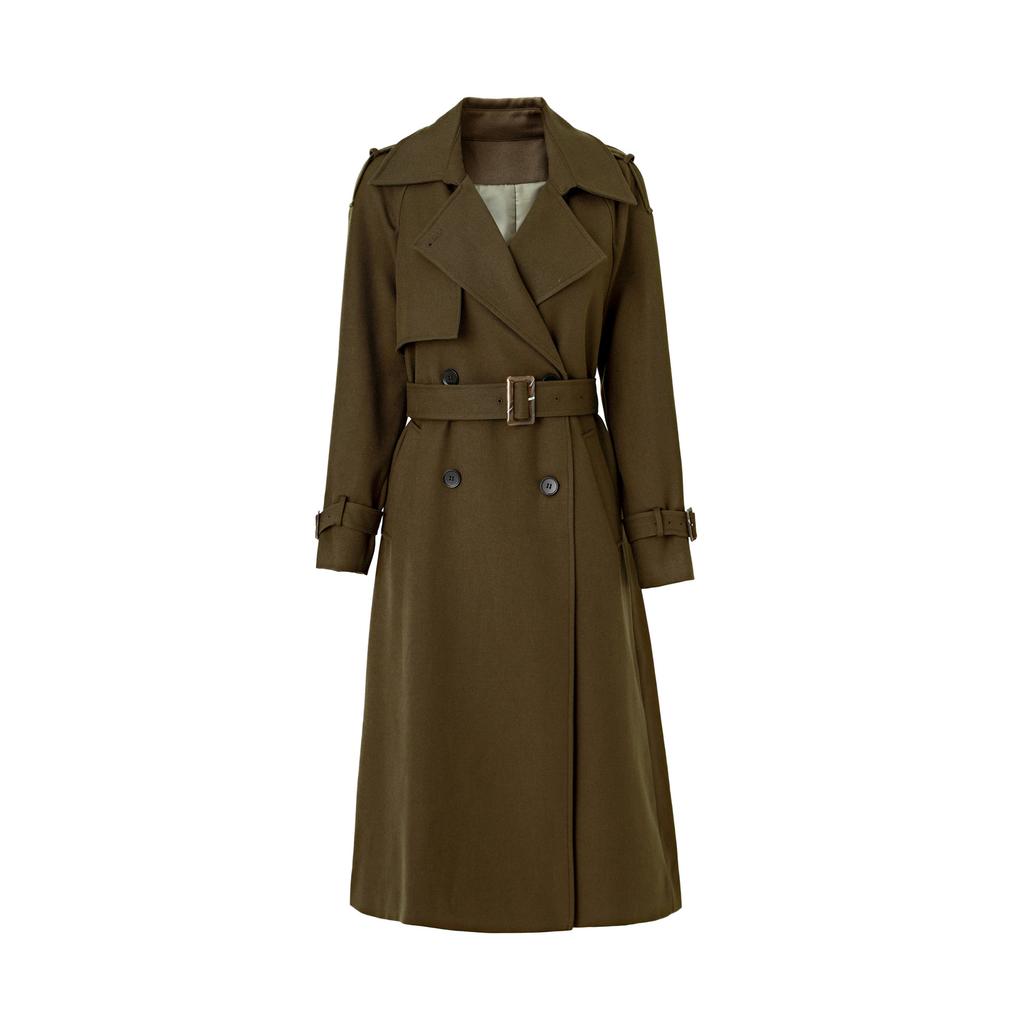 Hoher Trenchcoat schlicht Herbst und Winter mittel und lang hochwertiger Mantel minimalistischer doppelreihiger Trenchcoat