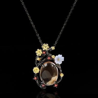 High Fashion MS Black Gold Necklace Zircon Egg Earrings Wedding Party Travel Accessories Gifts