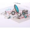 Vintage Boho Blaustein Türkis Ringe Ethnische Stile Fingerring Set Schmuck