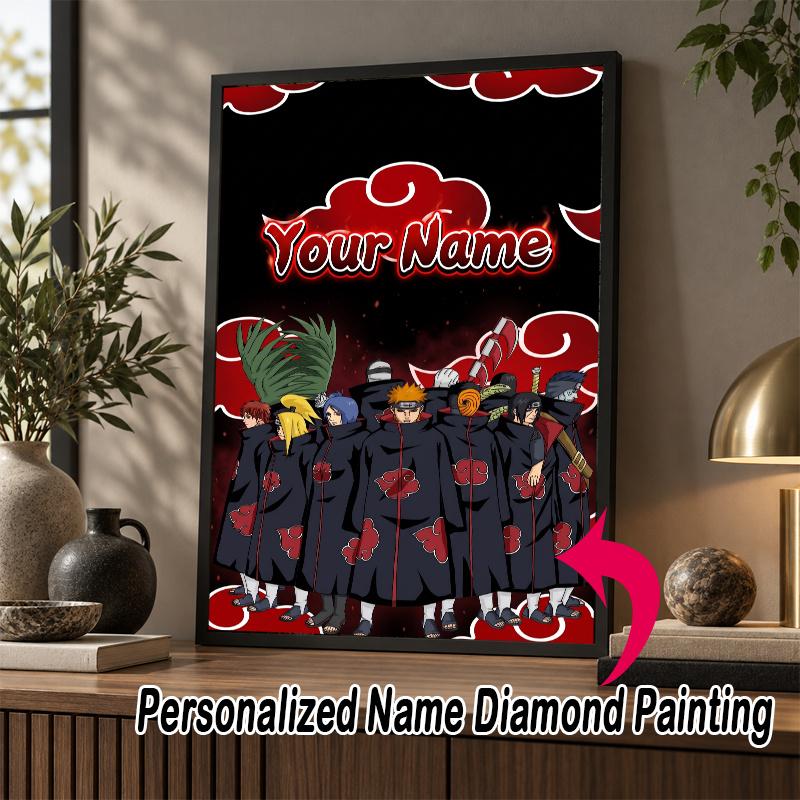 Personalized Akatsuki Naruto Diamond Art Custom Name 5D Diamond Painting Full Drill DIY Craft