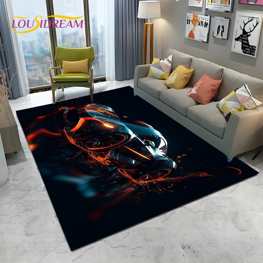 HD Concept Car 3D Future Sports Car Cartoon Carpet Rug for Home Living Room Bedroom Sofa Doormat Decor,kids Non-slip Floor Mat