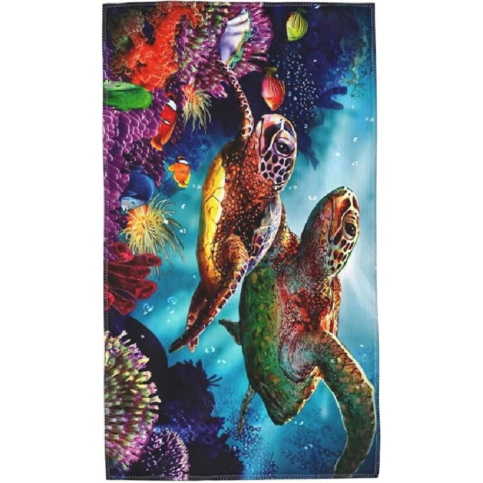 

VARUN Long Hand Towels Purple Flowers with Green Leaves Ultra Soft Towel Seamless Floral Pattern Art Painting Absorbent Luxury Towels for Bathroom Handtowels-10