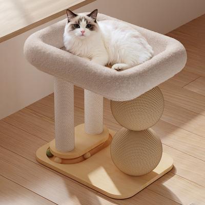 Cat Tree Tower with Plush Cat Bed Sisal Scratching Posts Balls Interactive Ball Track Multi-functional Cat Furniture for Indoor Cats Play And Rest