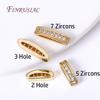 Inlaid Zircon Beads Separators Jewelry Making Supplies DIY Beading Jewellery 18K Gold Plated 2/3 Holes Oval Separators For Beads