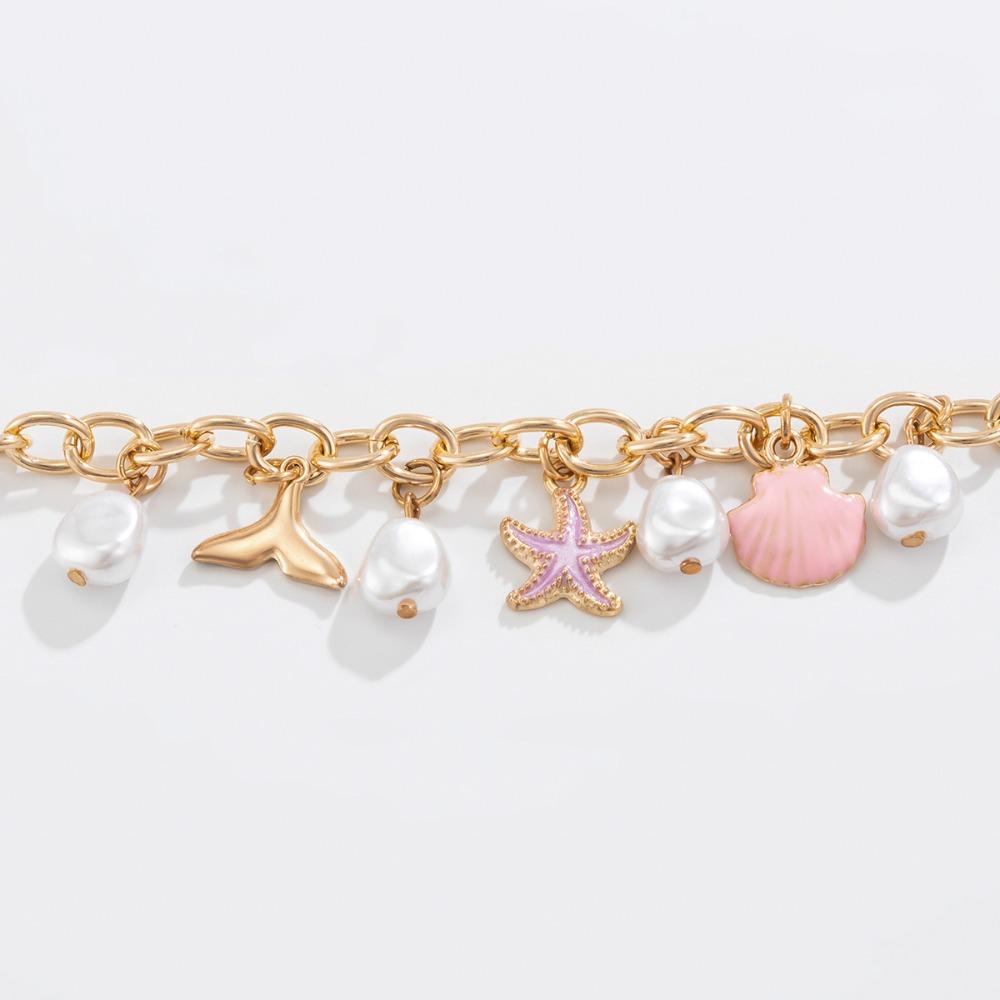 Sweet Ocean Beach Wind Necklace Starfish Shell Pearl Necklace