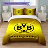 Borussia Dortmund Benutzerdefinierter Name Text Bettwäsche-Set 1 Bettbezug+2 Kissenbezüge Fußball-Logo Personalisierte Geschenkidee für besonderen Anlass Schlafzimmerdekoration