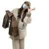 Winter Thick Contrasting Retro Lamb Style Loose Women's Clothing Round Neck Mid Length Cardigan All-match Chic Coats