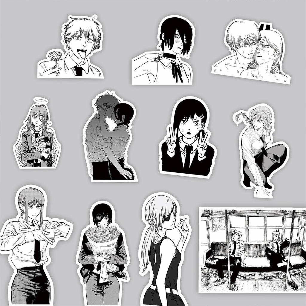 Chainsaw Man Manga Aufkleber: Denji, Power, Makima Schwarzweiß Journal Set