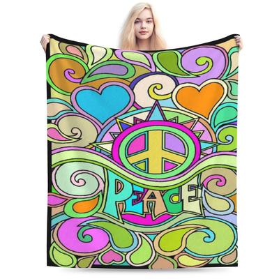 Psychedelic Hippy Retro Peace Art Custom Comfortable Party An UltraSoft Micro Fleece Blanket