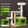 Wooden Multi-Cat Tree with Integrated Bed, Scratching Post, and Space Capsule Climbing Frame