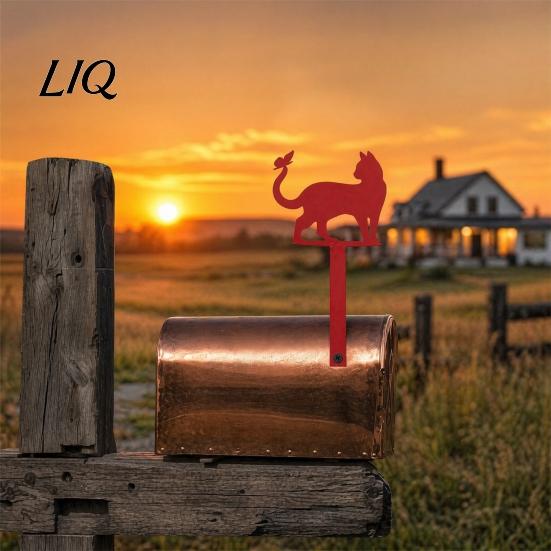 Mailbox Decoration Yard Iron Signage with Fixed Holes, Metal Cat Butterfly Decoration, Durable Outdoor Sign for Wood Leather Mailboxes Mounting