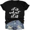 DUDIHOHX It Is What It Is V Neck T-Shirt for Women Funny Sarcastic V Neckshirt Inspirational Sayings Short Sleeve Tees Tops