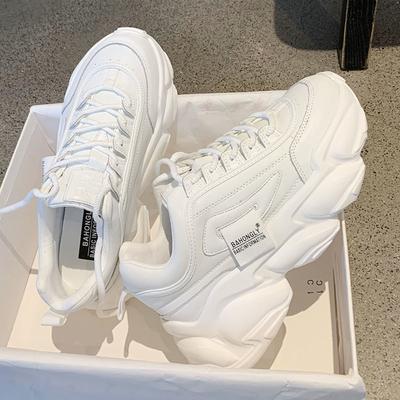 Fashion Sneakers Sports Lace Up Leather High On Platform Woman Footwear Athletic Shoes for Women Whit Cheap Spring New Arrival 2024 39 F