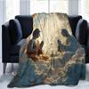 Buddhist and Christian Religious Patterns Flannel Printed Blanket Suitable for All Seasons for Living Room Office Sofa Travel