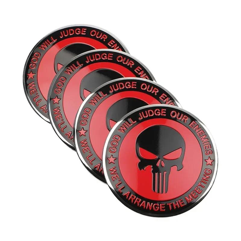 

Auto Hub Caps Car Wheel Center Caps Skull Car Hubcap Sticker Personalized Aluminum Tire Hub Sticker Decoration Tire Accessories