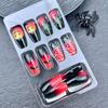 24Pcs Halloween Black Red Gradient Press On Nails Medium Square Fake Nails with Spider Web Bat Pumpkin Design False Nails Full Cover Horror Glue On
