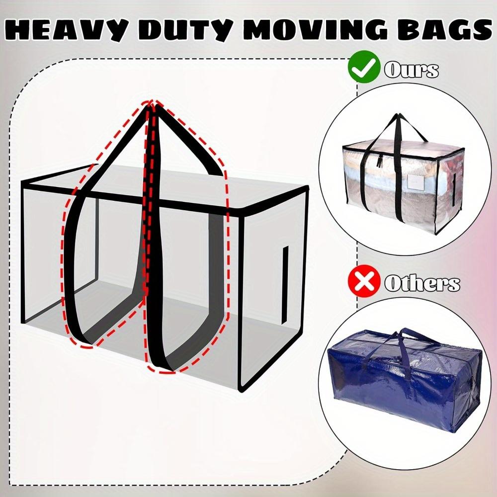 1/2Pack 90L Heavy Duty Storage Bags with Lids,Transparent Zippered Moving Totes for Clothes, Travel & Seasonal Home Organization