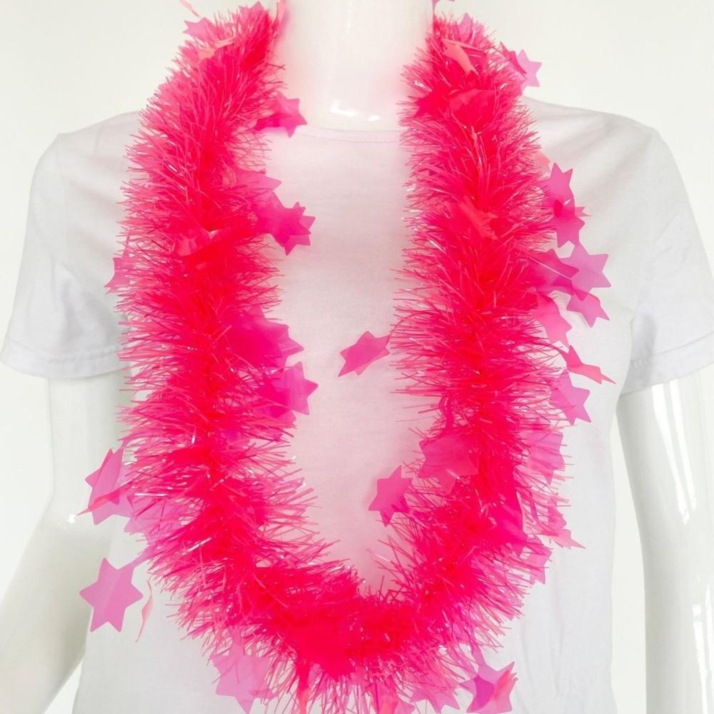 5pcs Glowing Large Fluorescent Garland Necklaces Five Star Lightweight Plastic Garland Birthdays