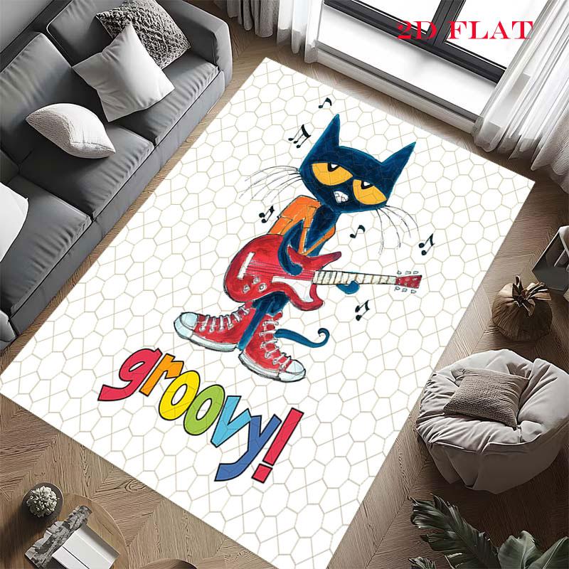 Pete Cat Magic Carpet Rug for Living Room Bedroom Home Sofa Decoration,Kids play Nonslip Floor Mat