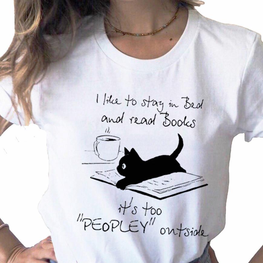 

Кошка Кофе Жизнь Домашнее животное Симпатичный Тренд Принт Женская Верхняя Футболка Повседневные Основы О-воротник Белая Рубашка Женская Футболка с коротким рукавом, Drop Ship