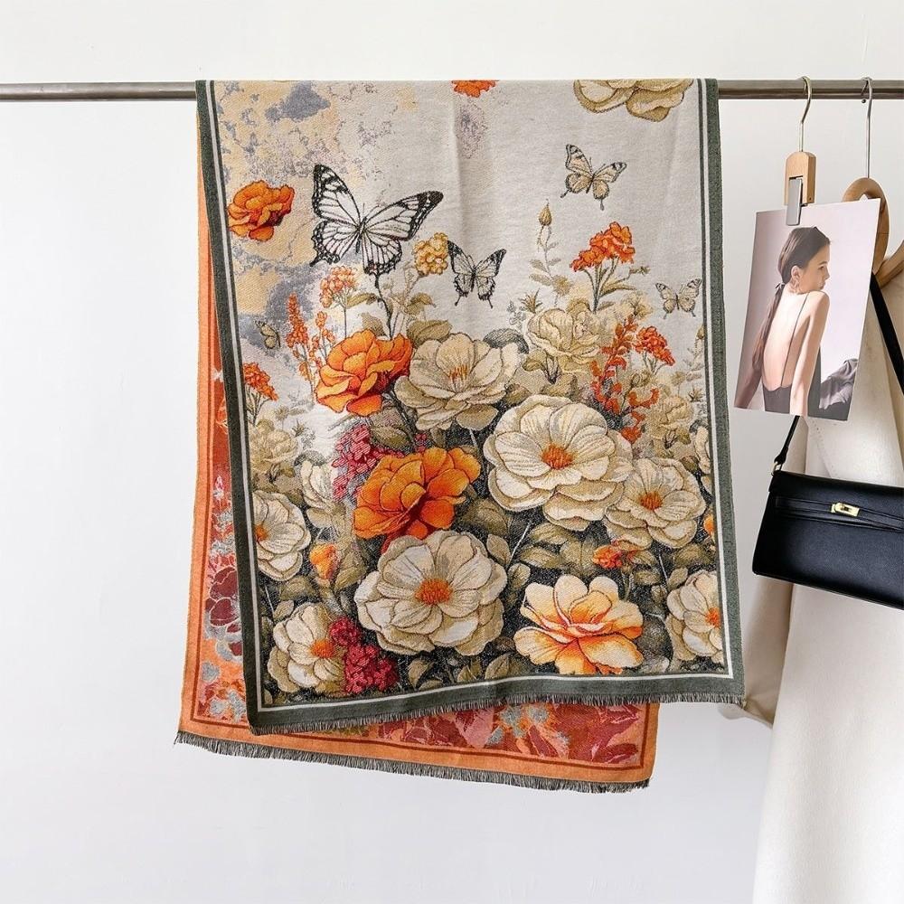 Imitation Cashmere Oil Painting Scarf Long Fringed Shawl  Wedding Party Evening Dresses