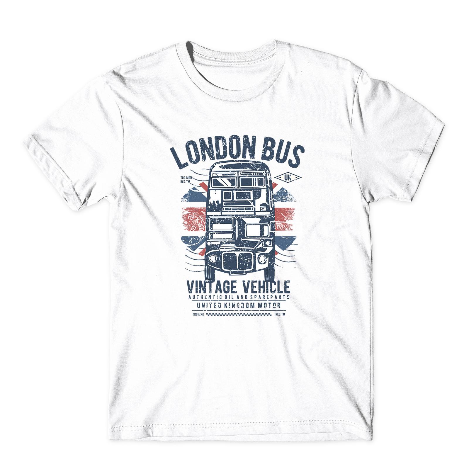 London Bus Vintage Vehicle Design Transportation T-Shirt Mens Womens Tees Top Unisex 3XL