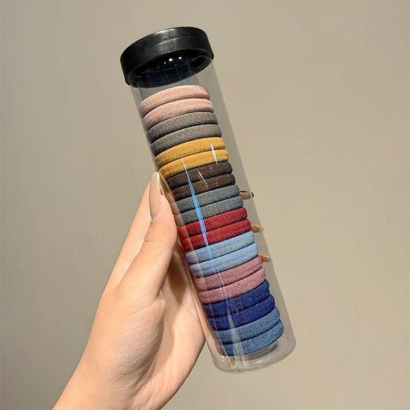 Canned 20 rubber bands women's seamless high elastic hair band horsetail durable hair rope black hair towel ring