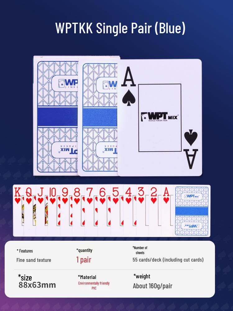 Официальные водонепроницаемые игральные карты WPT Texas Hold em с крупным шрифтом, матовые, из ПВХ 100 Cards