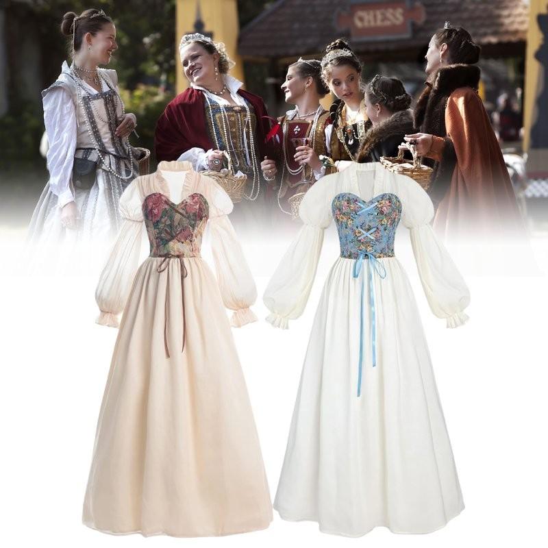 Women Skirt Renaissance Dress Festivals Cosplay Decor Costume Set Performance