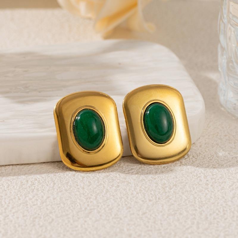 Stainless Steel Stud Earrings, Titanium Steel Statement Earrings, 18k Gold Women's Jewelry, High-end Black Earrings