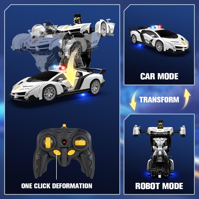 1:18 Remote Control Police Car/Robot Transformer - Spider Iron Man Edition